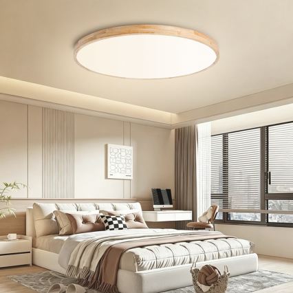 Brilagi - Dimmelhető LED mennyezeti lámpatest WOODLINE LED/128W/230V 3000-6000K tölgy, átmérő 100 cm + távirányító