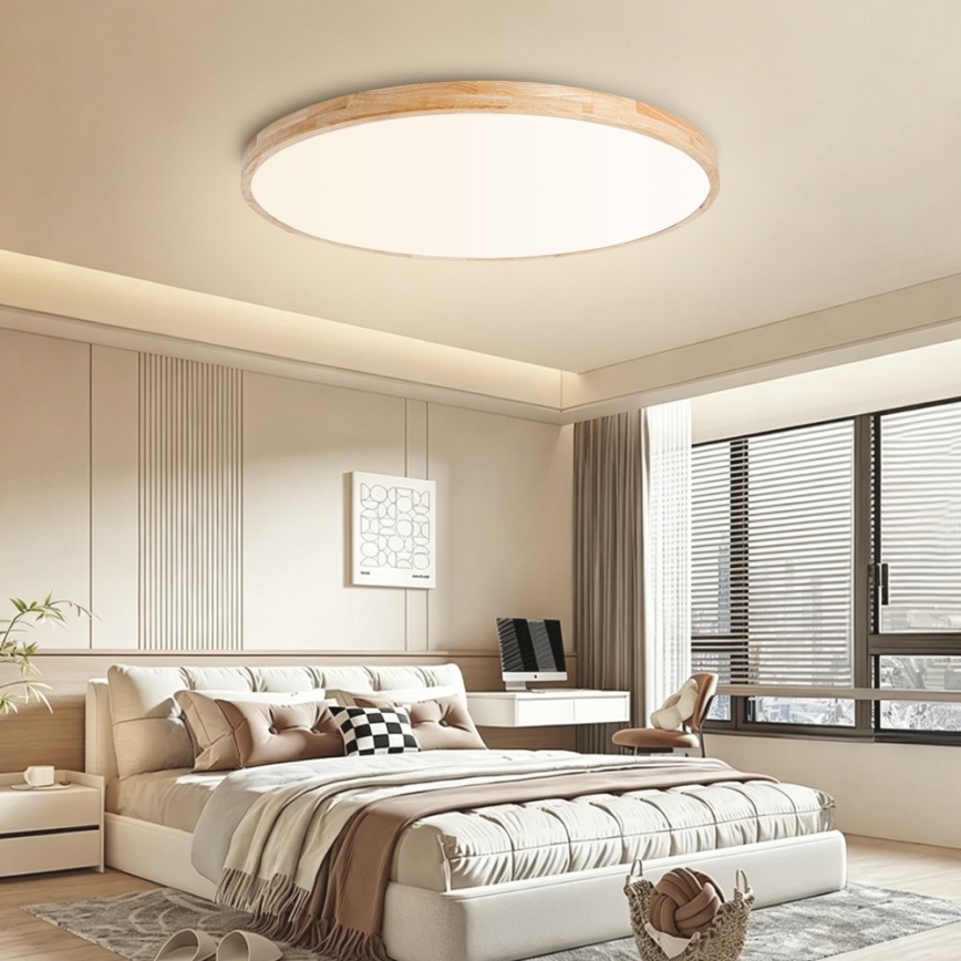 Brilagi - Dimmelhető LED mennyezeti lámpatest WOODLINE LED/128W/230V 3000-6000K tölgy, átmérő 100 cm + távirányító