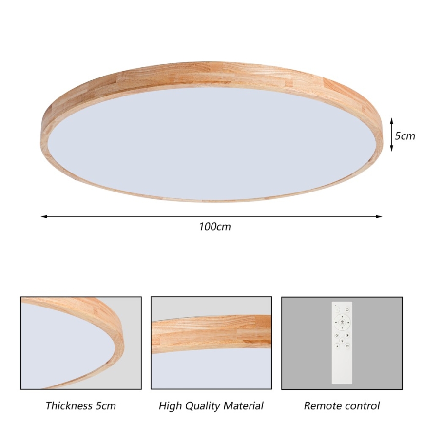 Brilagi - Dimmelhető LED mennyezeti lámpatest WOODLINE LED/128W/230V 3000-6000K tölgy, átmérő 100 cm + távirányító