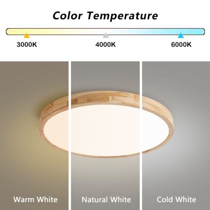 Brilagi - fényerőszabályozható mennyezeti lámpatest WOODLINE LED/72W/230V 3000-6000K tölgy átm. 60 cm + távirányító