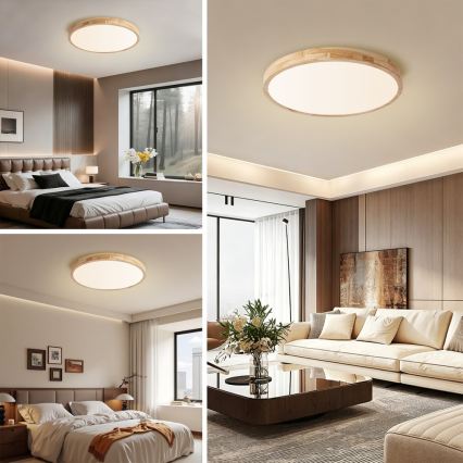 Brilagi - fényerőszabályozható mennyezeti lámpatest WOODLINE LED/72W/230V 3000-6000K tölgy átm. 60 cm + távirányító