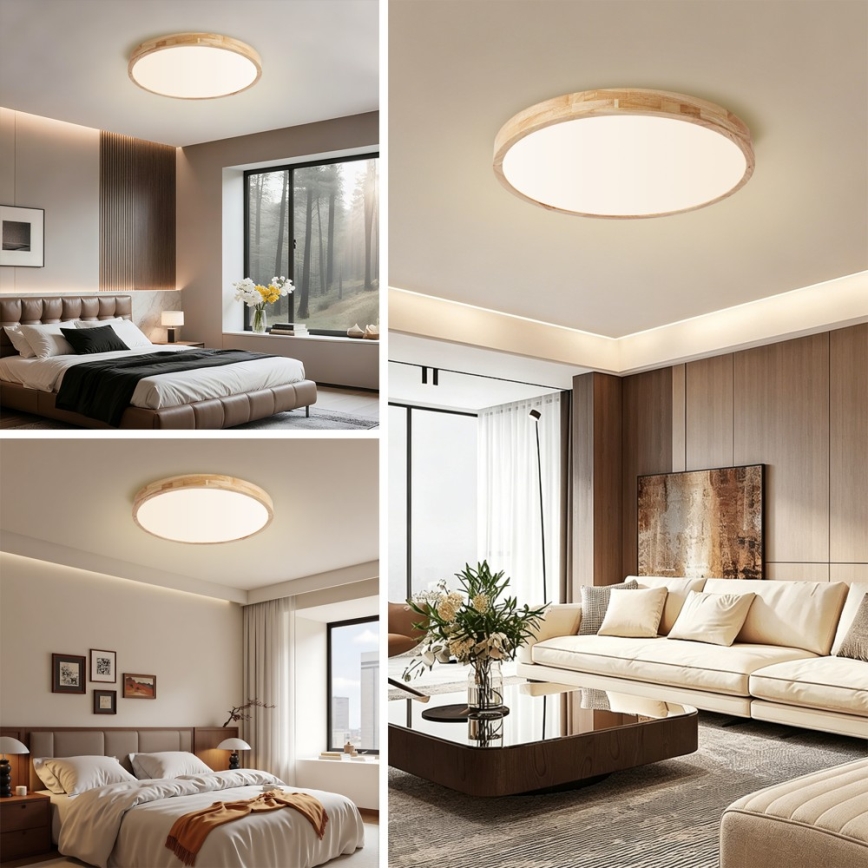 Brilagi - fényerőszabályozható mennyezeti lámpatest WOODLINE LED/72W/230V 3000-6000K tölgy átm. 60 cm + távirányító