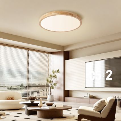 Brilagi - fényerőszabályozható mennyezeti lámpatest WOODLINE LED/72W/230V 3000-6000K tölgy átm. 60 cm + távirányító