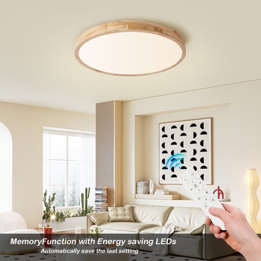 Brilagi - fényerőszabályozható mennyezeti lámpatest WOODLINE LED/72W/230V 3000-6000K tölgy átm. 60 cm + távirányító