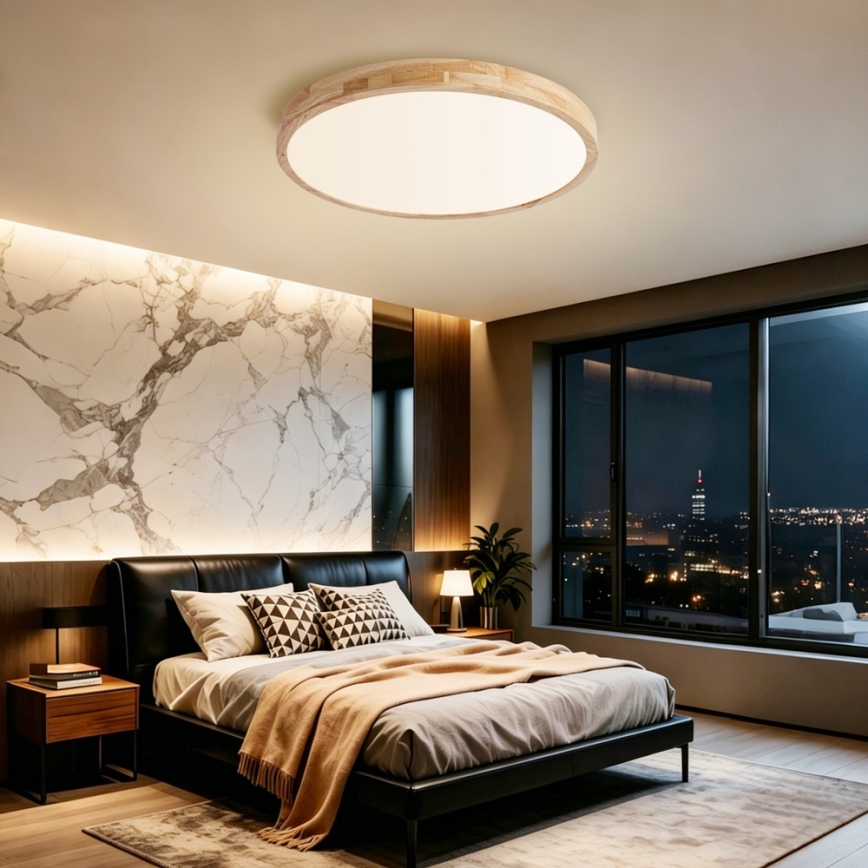 Brilagi - fényerőszabályozható mennyezeti lámpatest WOODLINE LED/72W/230V 3000-6000K tölgy átm. 60 cm + távirányító