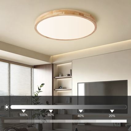 Brilagi - fényerőszabályozható mennyezeti lámpatest WOODLINE LED/72W/230V 3000-6000K tölgy átm. 60 cm + távirányító