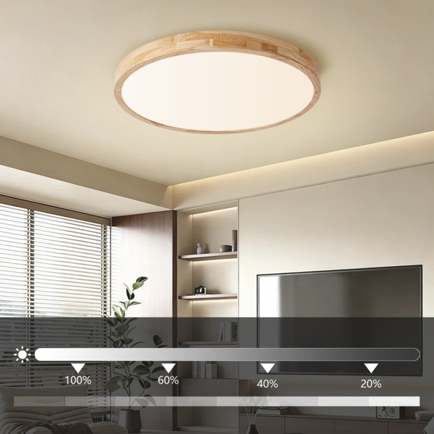 Brilagi - fényerőszabályozható mennyezeti lámpatest WOODLINE LED/72W/230V 3000-6000K tölgy átm. 60 cm + távirányító