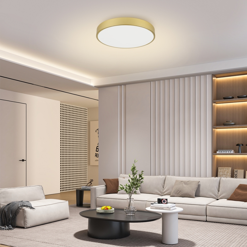 Brilagi - Dimmelhető LED mennyezeti lámpa POOL LED/60W/230V 3000-6000K, átmérő 60 cm, arany + távirányító