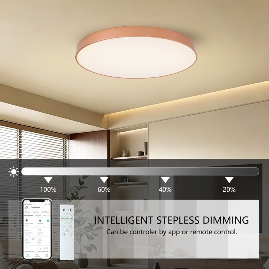 Brilagi - LED dimmelhető mennyezeti lámpatest POOL SMART LED/100W/230V 3000-6000K átm. 80 cm Wi-Fi Tuya bronz + távirányítóval
