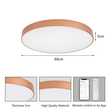 Brilagi - LED dimmelhető mennyezeti lámpatest POOL SMART LED/100W/230V 3000-6000K átm. 80 cm Wi-Fi Tuya bronz + távirányítóval
