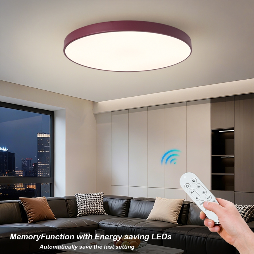 Brilagi - LED dimmelhető POOL SMART lámpatest, 100 W, 230 V, Ø 80 cm, Tuya Wi‑Fi + távirányító, bordó