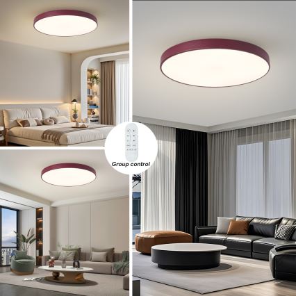 Brilagi - LED dimmelhető POOL SMART lámpatest, 100 W, 230 V, Ø 80 cm, Tuya Wi‑Fi + távirányító, bordó