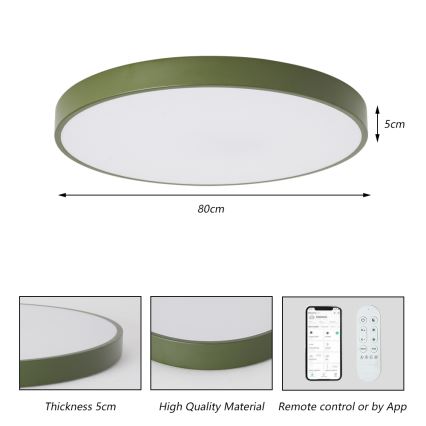 Brilagi - Dimmelhető POOL SMART LED/100W/230V átm. 80 cm 3000-6000K Wi-Fi Tuya + távirányító zöld