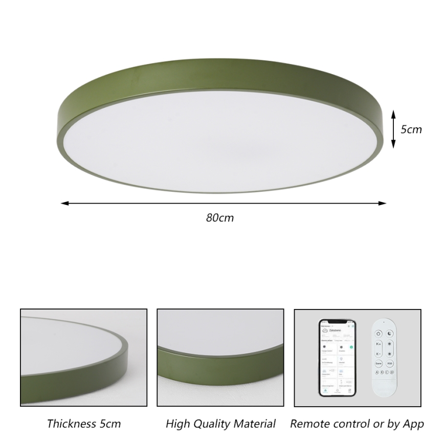 Brilagi - Dimmelhető POOL SMART LED/100W/230V átm. 80 cm 3000-6000K Wi-Fi Tuya + távirányító zöld