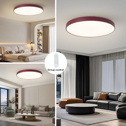 Brilagi - Fényerőszabályozható LED lámpatest POOL SMART LED/128W/230V átm. 100 cm 3000-6000K Wi-Fi Tuya + távirányítóval bordó