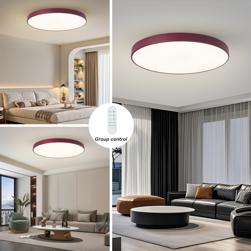 Brilagi - Fényerőszabályozható LED lámpatest POOL SMART LED/128W/230V átm. 100 cm 3000-6000K Wi-Fi Tuya + távirányítóval bordó