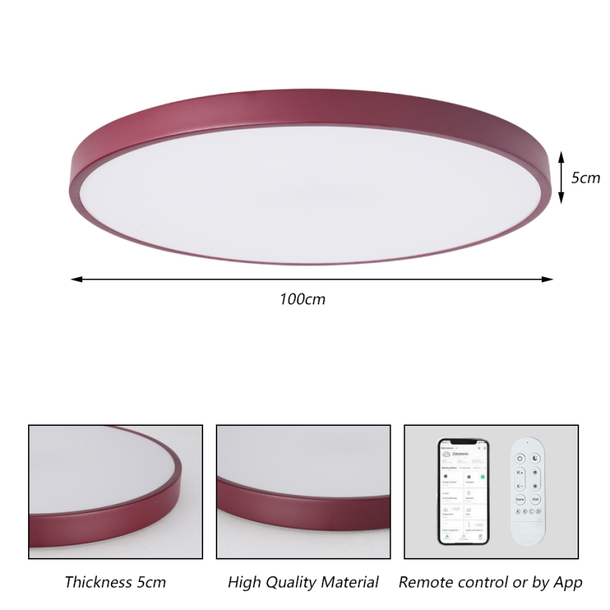 Brilagi - Fényerőszabályozható LED lámpatest POOL SMART LED/128W/230V átm. 100 cm 3000-6000K Wi-Fi Tuya + távirányítóval bordó