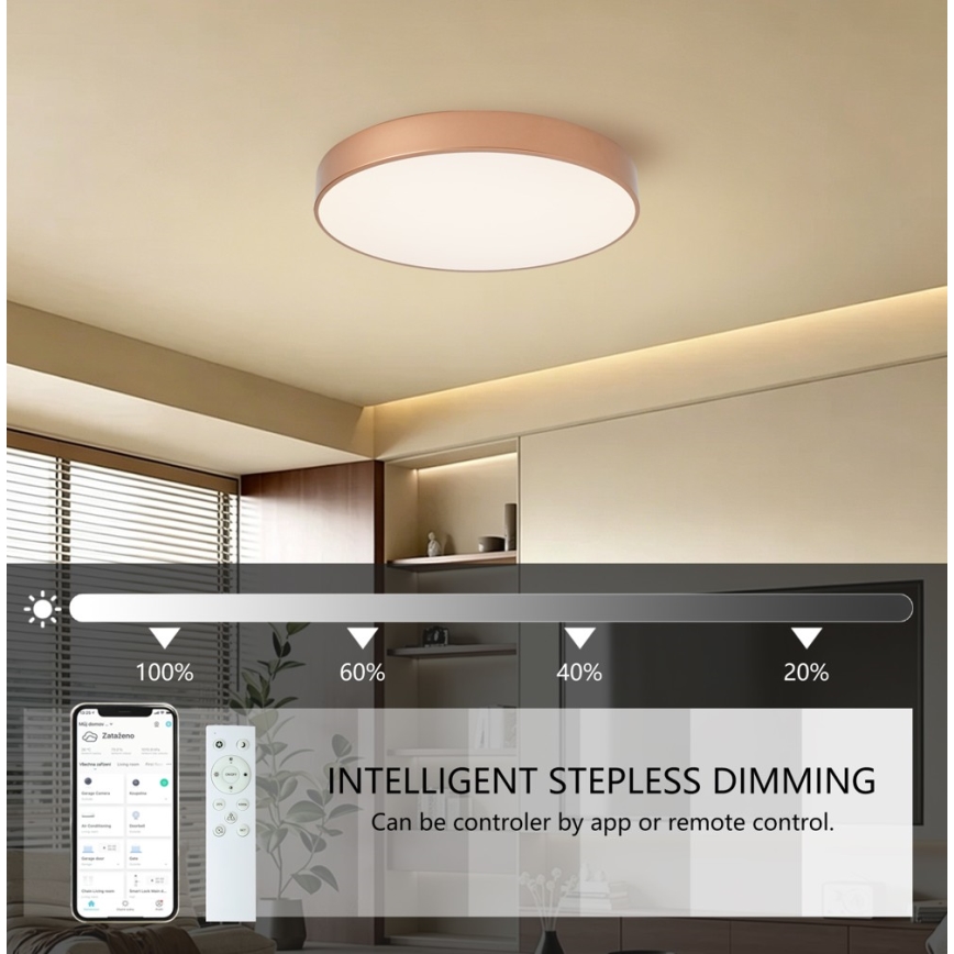 Brilagi - dimmelhető LED mennyezeti lámpa POOL SMART LED/60W/230V 3000-6000K átm. 50 cm Wi-Fi Tuya bronzszínű + távirányító