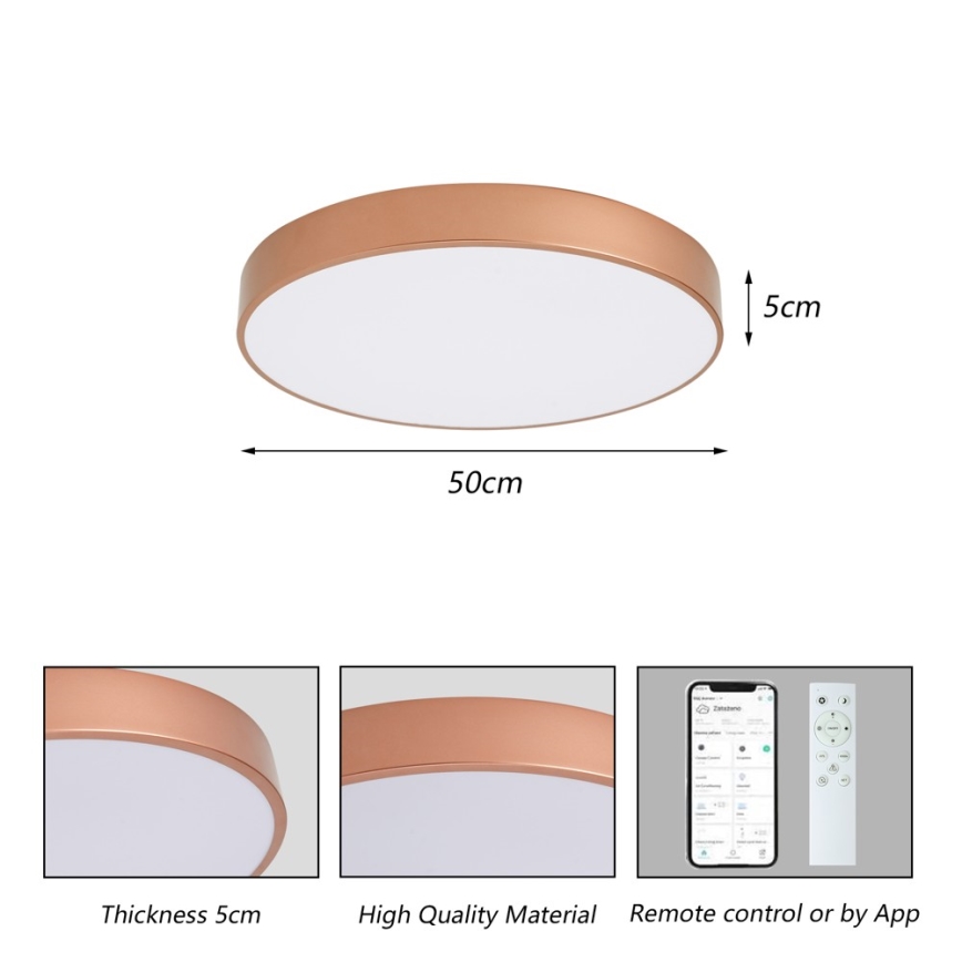 Brilagi - dimmelhető LED mennyezeti lámpa POOL SMART LED/60W/230V 3000-6000K átm. 50 cm Wi-Fi Tuya bronzszínű + távirányító