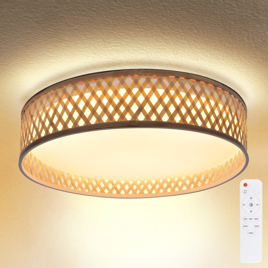 Brilagi - LED dimmelhető mennyezeti lámpa CAMILA LED/48W/230V 3000-6500K bambusz átmérő 40 cm + távirányító
