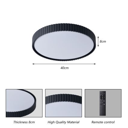 Brilagi - LED Fényerőszabályozható mennyezeti lámpa CORVO LED/54W/230V 3000-6000K fekete Ø 40 cm + távirányító