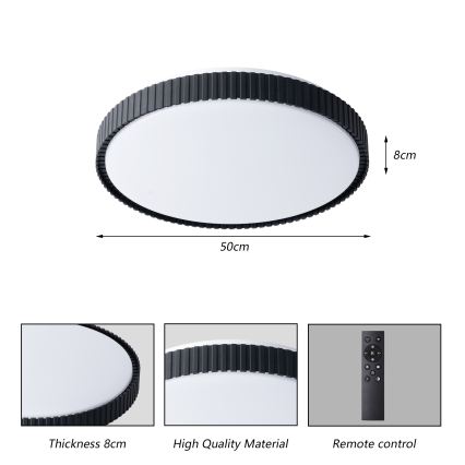 Brilagi - CORVO dimmelhető LED mennyezeti lámpa LED/72W/230V 3000-6000K, fekete, átmérő 50 cm + távirányító