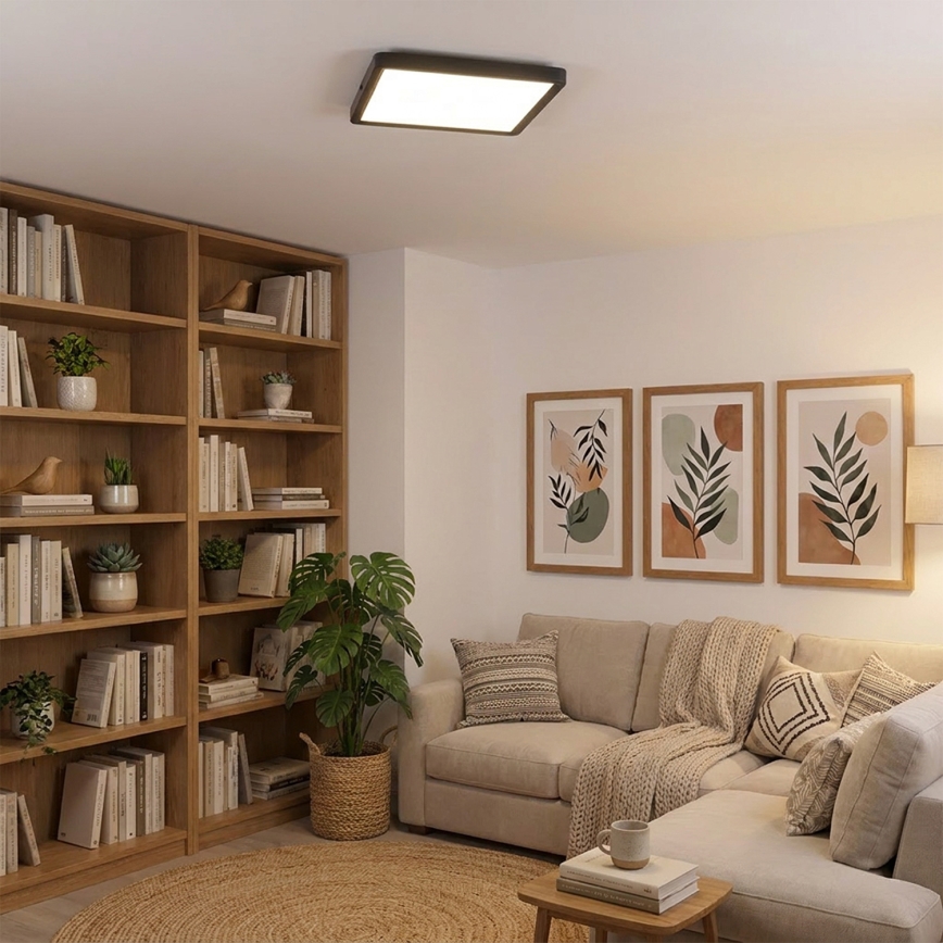 Brilagi - ESTELA SQUARE dimmelhető LED mennyezeti lámpatest/36W/230V 3000-6500K 31x31 cm fekete + távirányító
