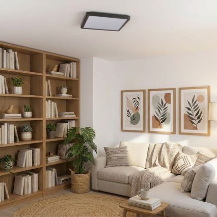 Brilagi - ESTELA SQUARE dimmelhető LED mennyezeti lámpatest/36W/230V 3000-6500K 31x31 cm fekete + távirányító