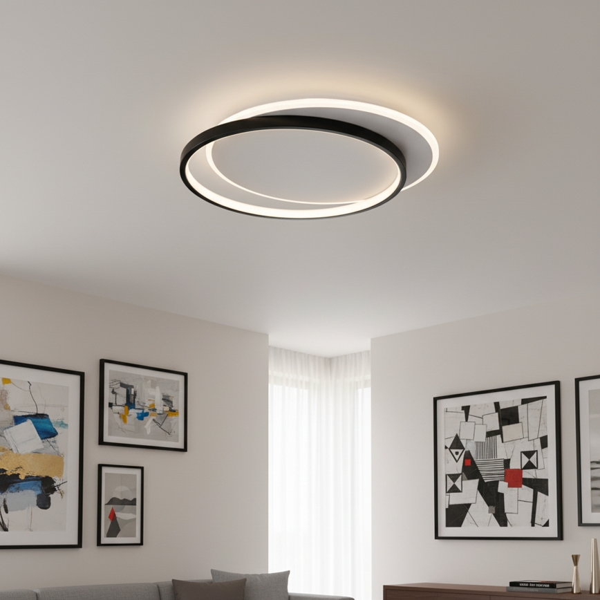 Brilagi - Dimmelhető LED mennyezeti lámpatest FLARE LED/48W/230V 3000-6000K 39,5x45 cm fehér/fekete + távirányító