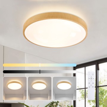 Brilagi - LED dimmelhető mennyezeti lámpa GLASS POOL DOUBLE LED/48W/230V 3000-6000K 40 cm fa hatású + távirányítóval