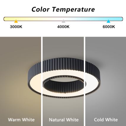 Brilagi - LUMIX LED dimmelhető mennyezeti lámpa LED/48W/230V 3000-6000K fekete, átm. 50 cm + távirányító