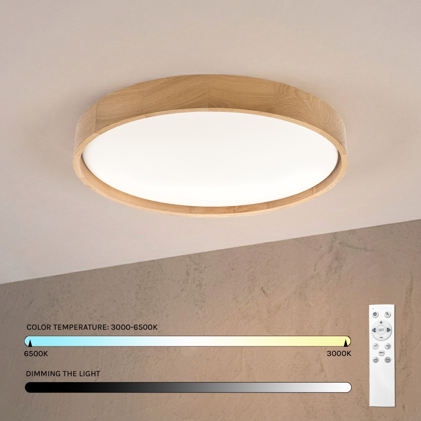 Brilagi - LED fényerőszabályozható mennyezeti lámpatest MANAROLA REMOTE LED/36W/230V 3000-6500K átm. 51 cm tölgy + távirányító