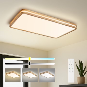 Brilagi - LED dimmelhető mennyezeti lámpa MOLINA SQUARE LED/128W/230V 3000-6000K tölgy 90x60 cm + távirányító