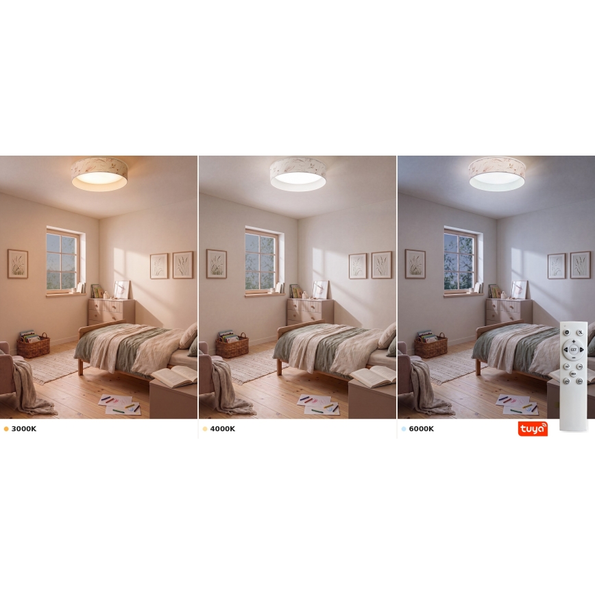 Brilagi - LED fényerőszabályozható mennyezeti lámpatest VELVET SMARTIX STARS LED/36W/230V 3000–6000K átm. 55 cm fehér/virágminta Wi‑Fi Tuya Beacon + távirányító
