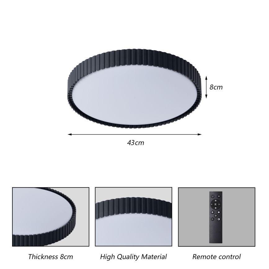 Brilagi - LED Dimmelhető mennyezeti lámpatest ORINO LED/54W/230V 3000-6000K fekete átm. 43 cm + távirányító