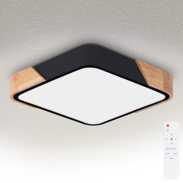 Brilagi - LED dimmelhető mennyezeti lámpa PILANA LED/48W/230V 3000-6500K tölgy/fekete 42x42 cm + távirányítóval