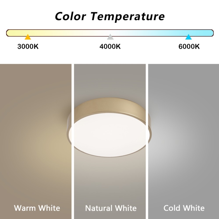 Brilagi - POOL LED fényerőszabályozható mennyezeti lámpa 24W, 230V, 3000-6000K, átm. 20 cm, arany + távirányító
