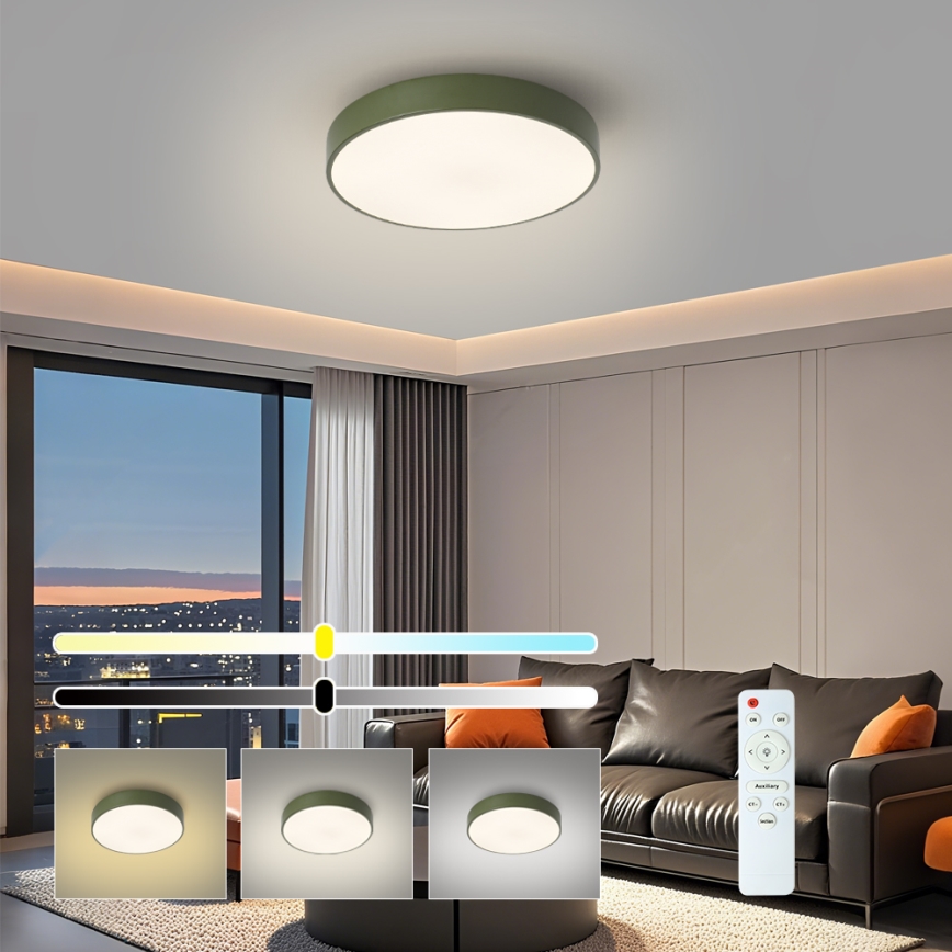 Brilagi - LED dimmelhető mennyezeti lámpa POOL LED/36W/230V 3000-6000K átm. 30 cm zöld + távirányító