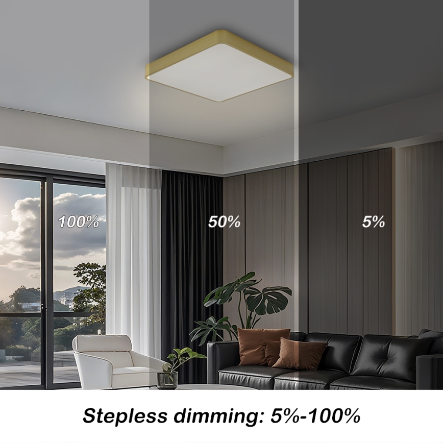 Brilagi - LED dimmelhető mennyezeti lámpatest POOL LED/36W/230V 3000-6000K 40x40 cm arany + távirányító