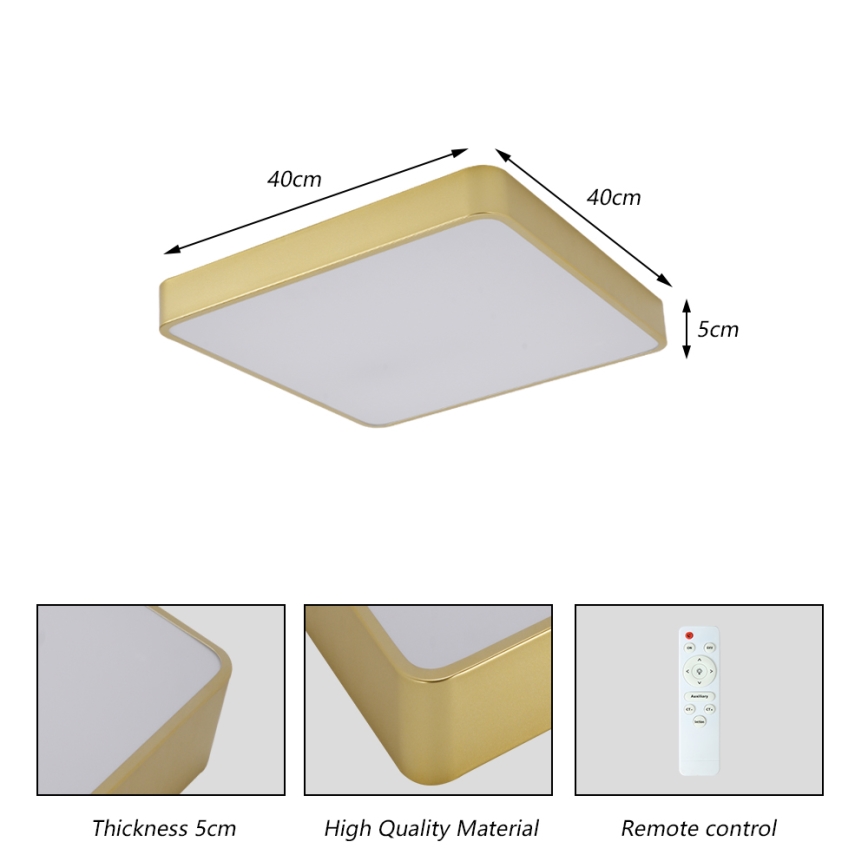 Brilagi - LED dimmelhető mennyezeti lámpatest POOL LED/36W/230V 3000-6000K 40x40 cm arany + távirányító