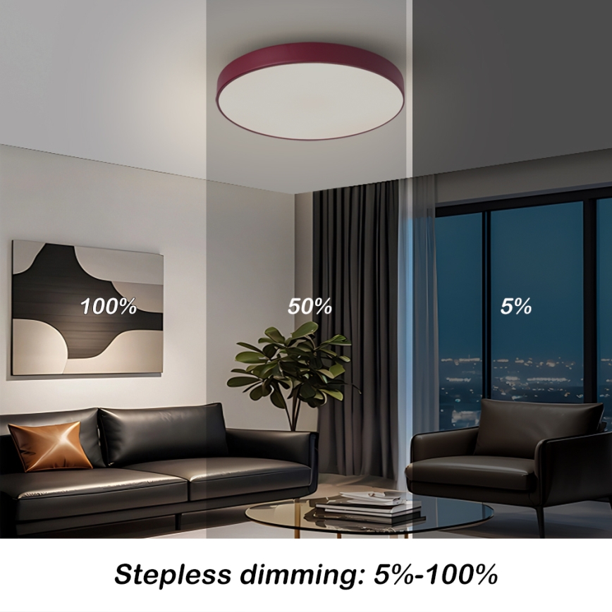 Brilagi - LED dimmelhető mennyezeti lámpatest POOL LED/48W/230V 3000-6000K átm. 40 cm bordó + távirányító