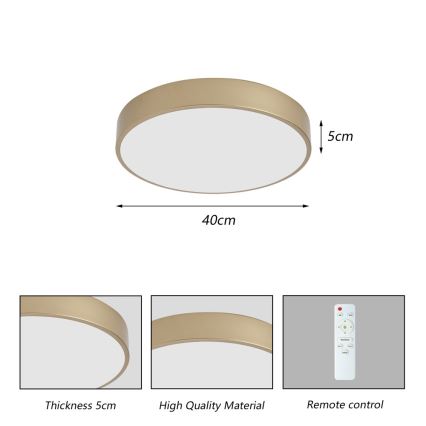 Brilagi - Fényerőszabályozható LED mennyezeti lámpa POOL LED/48W/230V 3000-6000K átm. 40 cm arany + távirányító