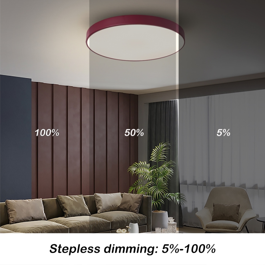 Brilagi - Dimmelhető LED mennyezeti lámpa POOL LED/60W/230V 3000-6000K átm. 50 cm bordó + távirányító