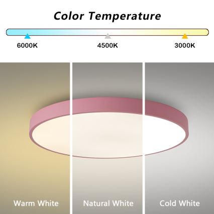 Brilagi - dimmelhető LED mennyezeti lámpa POOL LED/60W/230V 3000-6000K átm. 60 cm rózsaszín + távirányító