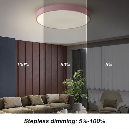 Brilagi - dimmelhető LED mennyezeti lámpa POOL LED/60W/230V 3000-6000K átm. 60 cm rózsaszín + távirányító