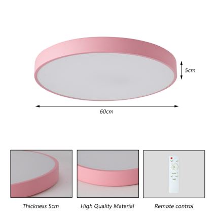 Brilagi - dimmelhető LED mennyezeti lámpa POOL LED/60W/230V 3000-6000K átm. 60 cm rózsaszín + távirányító