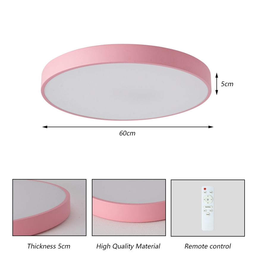 Brilagi - dimmelhető LED mennyezeti lámpa POOL LED/60W/230V 3000-6000K átm. 60 cm rózsaszín + távirányító