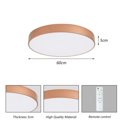 Brilagi - Dimmelhető LED mennyezeti lámpatest POOL LED/60W/230V 3000-6000K átm. 60 cm bronz + távirányítóval