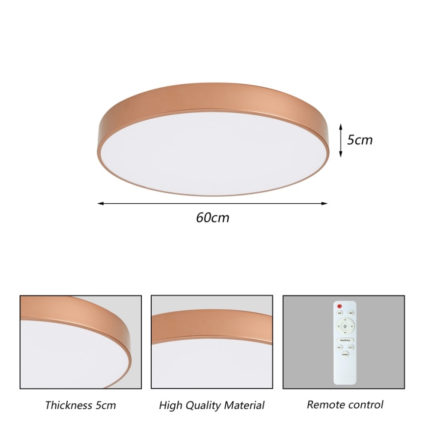 Brilagi - Dimmelhető LED mennyezeti lámpatest POOL LED/60W/230V 3000-6000K átm. 60 cm bronz + távirányítóval