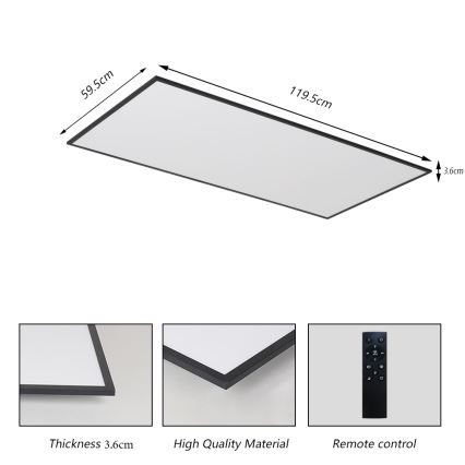 Brilagi - LED dimmelhető mennyezeti lámpatest SLIMFRAME LED/80W/230V 120x60 cm 3000-6000K fekete + távirányító